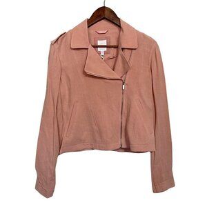 LC Lauren Conrad Women's NWT Somber Peach Linen Blend Full Zip Moto Jacket Small